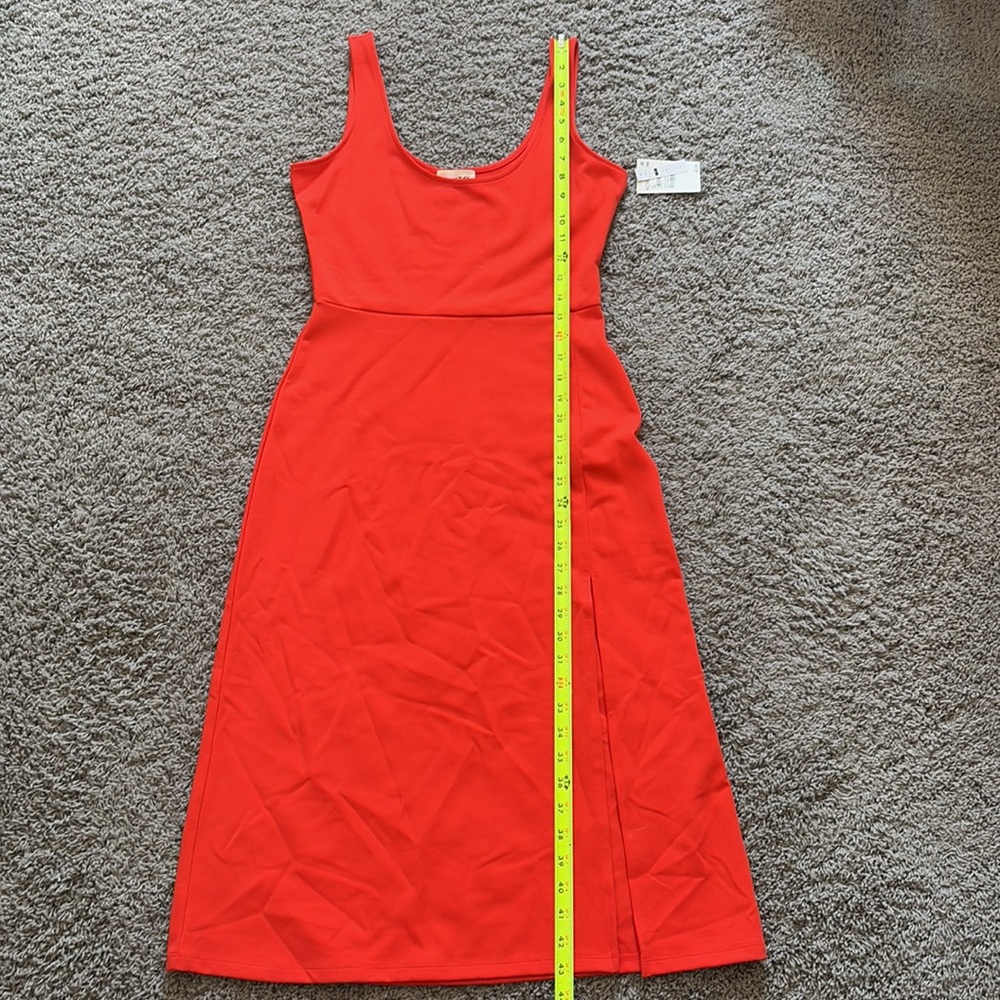 Open Edit Dress Women Orange Bodycon Tank Slit Jersey - Picture 8 of 14